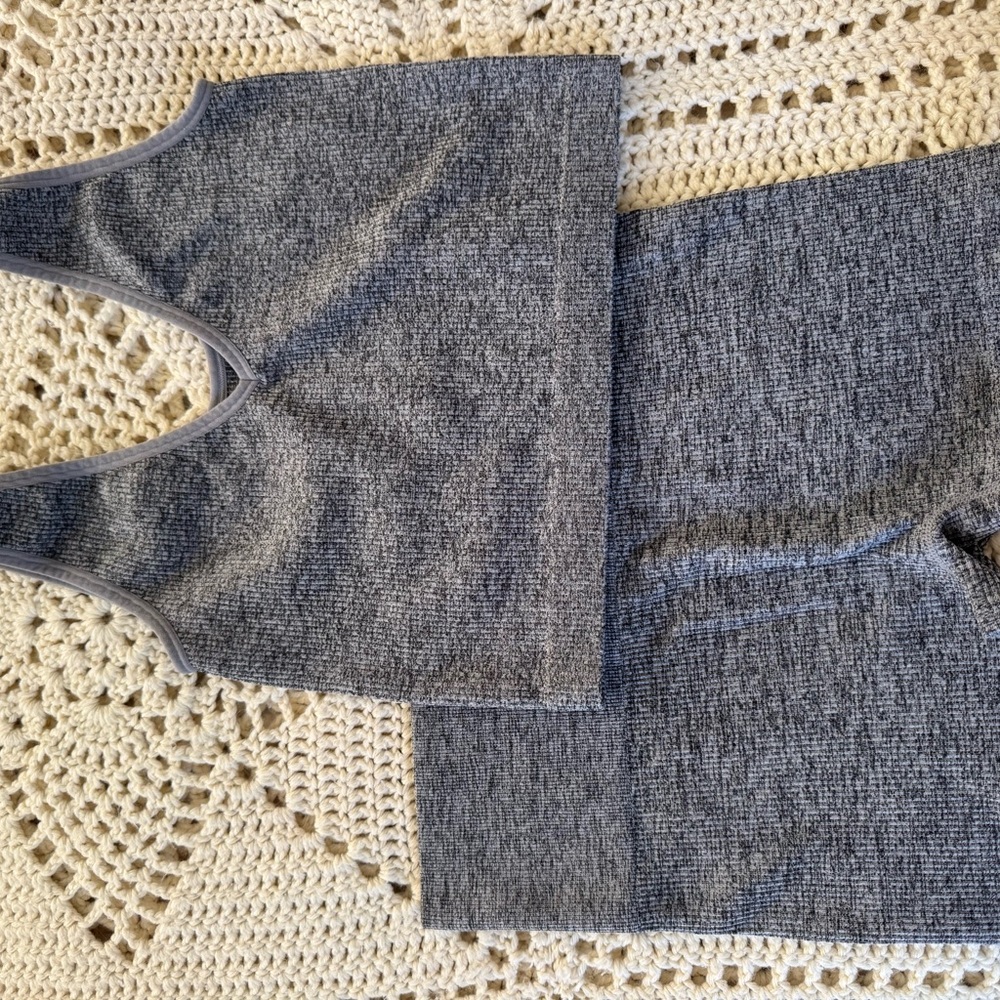 Gray Sports Bra and Biker Shorts Set